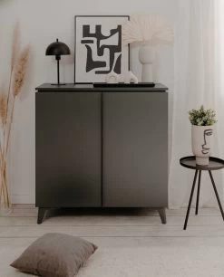 Kommode "Bertrix" In Grau Und Schiefer Wohn- Und Esszimmer Sideboard 88 X 92 Cm -Wohnwelt Verkauf 10240 5