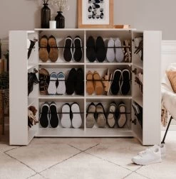 Schuhschrank "Satos" In Weiß 100 X 110 Cm, Aufklappbar Für 24 Paar Schuhe -Wohnwelt Verkauf 10251 3