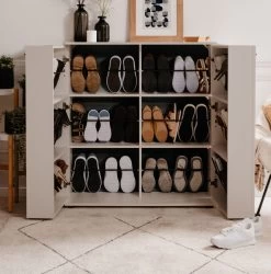 Schuhschrank "Satos" In Samt 100 X 110 Cm, Aufklappbar Für 24 Paar Schuhe -Wohnwelt Verkauf 10253 3