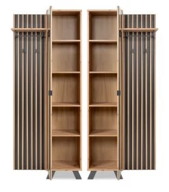 Kompaktgarderobe "Medan" In Artisan Eiche Und Anthrazit Mit 3D-Lamellen Garderobe Mit Spiegel 80 X 190 Cm -Wohnwelt Verkauf 10257 10