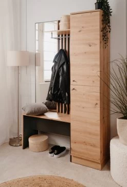 Kompaktgarderobe "Medan" In Artisan Eiche Und Anthrazit Mit 3D-Lamellen Garderobe Mit Spiegel 122 X 190 Cm -Wohnwelt Verkauf 10258 4