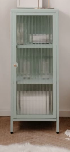 Metall Kommode "Milton" In Mintgrün Vitrine 40 X 102 Cm