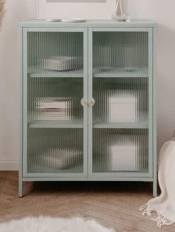 Metall Kommode "Milton" In Mintgrün Vitrine 80 X 102 Cm