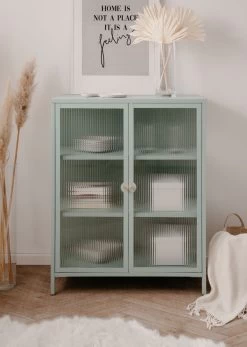 Metall Kommode "Milton" In Mintgrün Vitrine 80 X 102 Cm -Wohnwelt Verkauf 10263 7
