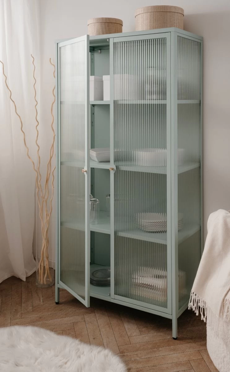 Metall Vitrine "Milton" In Mintgrün Vitrinenschrank 80 X 160 Cm 5 Metall Vitrine "Milton" In Mintgrün Vitrinenschrank 80 X 160 Cm – Bild 3