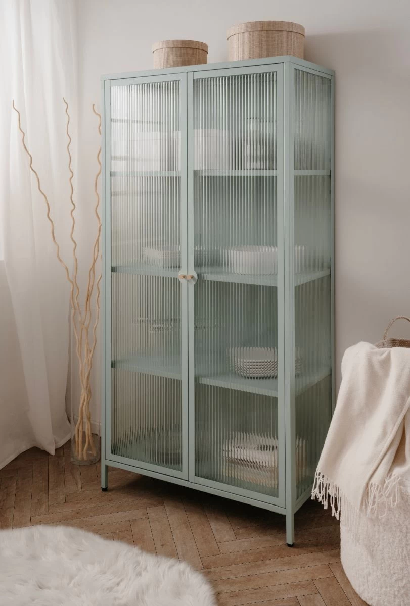 Metall Vitrine "Milton" In Mintgrün Vitrinenschrank 80 X 160 Cm 8 Metall Vitrine "Milton" In Mintgrün Vitrinenschrank 80 X 160 Cm – Bild 6
