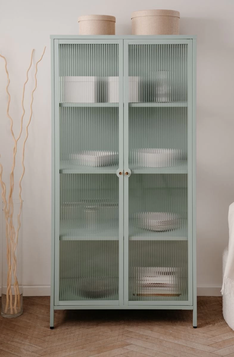 Metall Vitrine "Milton" In Mintgrün Vitrinenschrank 80 X 160 Cm 9 Metall Vitrine "Milton" In Mintgrün Vitrinenschrank 80 X 160 Cm – Bild 7