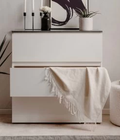 Kommode "Brest" In Weiß Glanz Und Matera Grau Schubladenkommode 89 Cm