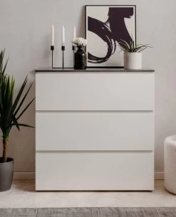 Kommode "Brest" In Weiß Glanz Und Matera Grau Schubladenkommode 89 Cm -Wohnwelt Verkauf 10271 3