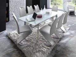 Stuhl Esszimmer Freischwinger Amado 2er Set Kunstleder Weiß