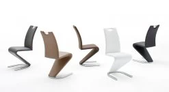 Stuhl Esszimmer Freischwinger Amado 2er Set Kunstleder Cappuccino