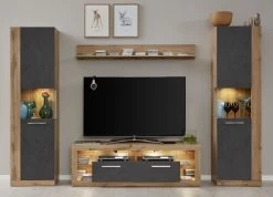 TV-Lowboard Rock In Matera Anthrazit Und Wotan Eiche TV-Unterteil 150 X 48 Cm -Wohnwelt Verkauf 3799 4
