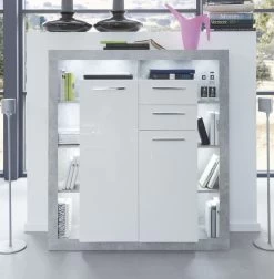 Kommode Rock In Weiß Hochglanz Und Stone Design Grau Highboard 121 X 128 Cm