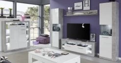 Kommode Rock In Weiß Hochglanz Und Stone Design Grau Highboard 121 X 128 Cm 10 Kommode Rock In Weiß Hochglanz Und Stone Design Grau Highboard 121 X 128 Cm -Wohnwelt Verkauf 3997 4