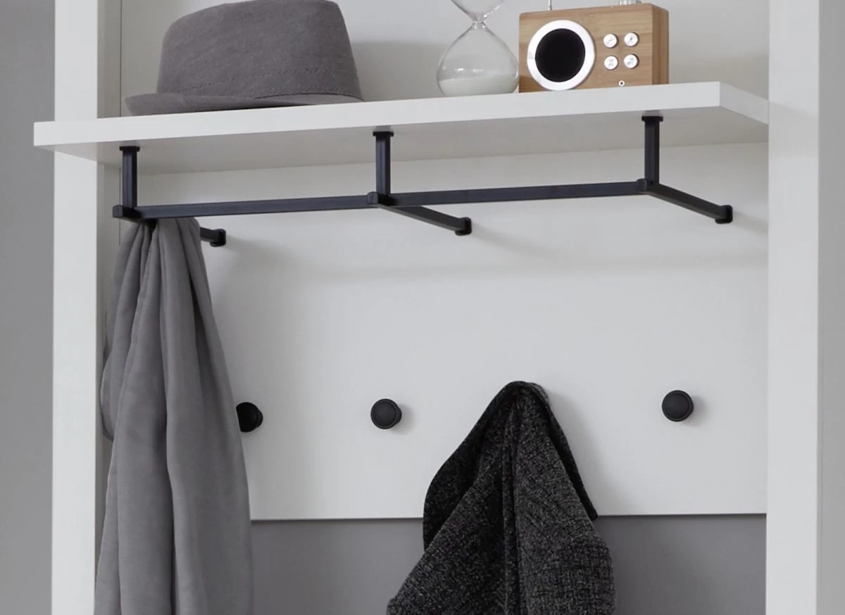 Garderobe "Baxter" 3-teilig In Weiß Landhaus Garderobenset Mit Schuh- / Garderobenschrank 177 X 196 Cm 4 Garderobe "Baxter" 3-teilig In Weiß Landhaus Garderobenset Mit Schuh- / Garderobenschrank 177 X 196 Cm – Bild 2