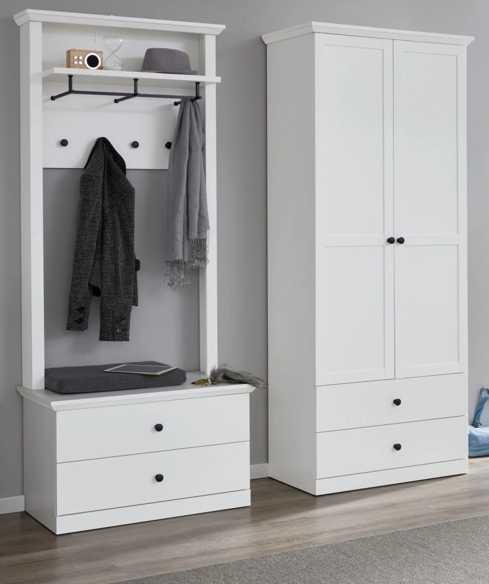 Garderobe "Baxter" 3-teilig In Weiß Landhaus Garderobenset Mit Schuh- / Garderobenschrank 177 X 196 Cm 6 Garderobe "Baxter" 3-teilig In Weiß Landhaus Garderobenset Mit Schuh- / Garderobenschrank 177 X 196 Cm – Bild 4