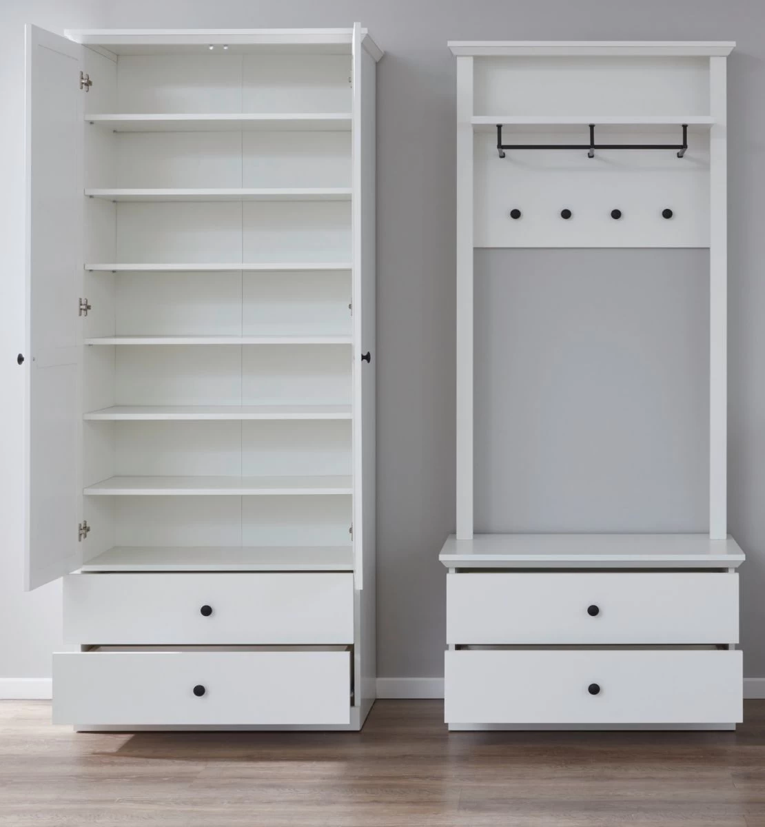 Garderobe "Baxter" 3-teilig In Weiß Landhaus Garderobenset Mit Schuh- / Garderobenschrank 177 X 196 Cm 8 Garderobe "Baxter" 3-teilig In Weiß Landhaus Garderobenset Mit Schuh- / Garderobenschrank 177 X 196 Cm – Bild 6