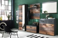 Garderobe "Indy" In Old Used Wood Mit Grau 4-teilig (185 X 192 Cm) -Wohnwelt Verkauf 4237 5