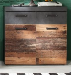 Schuhschrank "Indy" In Used Wood Vintage Mit Matera Grau 90 X 89 Cm