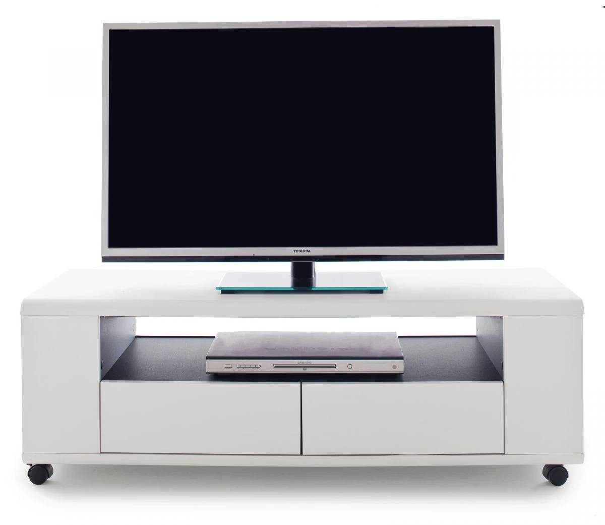 TV-Lowboard Chessey In Weiß Matt Mit Anthrazit Fernsehtisch Auf Rollen 119 X 46 Cm 3 TV-Lowboard Chessey In Weiß Matt Mit Anthrazit Fernsehtisch Auf Rollen 119 X 46 Cm