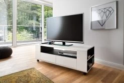 TV-Lowboard Chessey In Weiß Matt Mit Anthrazit Fernsehtisch Auf Rollen 119 X 46 Cm 12 TV-Lowboard Chessey In Weiß Matt Mit Anthrazit Fernsehtisch Auf Rollen 119 X 46 Cm -Wohnwelt Verkauf 4516 5