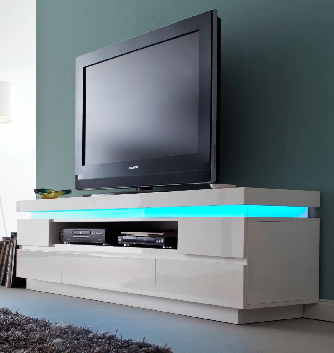 TV-Lowboard Ocean In Hochglanz Weiß Echt Lack TV-Unterteil Inkl. LED Beleuchtung Mit Farbwechsel 175 X 49 Cm 3 TV-Lowboard Ocean In Hochglanz Weiß Echt Lack TV-Unterteil Inkl. LED Beleuchtung Mit Farbwechsel 175 X 49 Cm