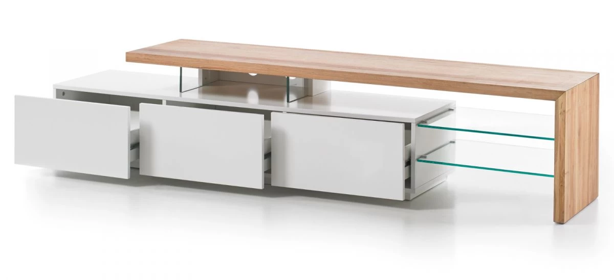 TV-Lowboard Alimos In Asteiche Massiv Geölt Und Matt Weiß Lack Fernsehtisch 204 X 44 Cm 7 TV-Lowboard Alimos In Asteiche Massiv Geölt Und Matt Weiß Lack Fernsehtisch 204 X 44 Cm – Bild 5