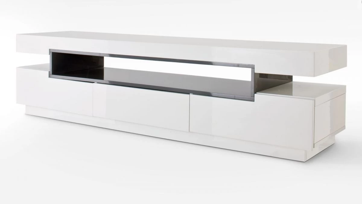 TV-Lowboard Laura In Hochglanz Weiß Echt Lack Mit Grau TV-Unterteil 200 X 52 Cm 7 TV-Lowboard Laura In Hochglanz Weiß Echt Lack Mit Grau TV-Unterteil 200 X 52 Cm – Bild 5
