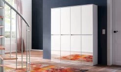 Garderobenschrank Mit Spiegel "Mirror" In Weiß Mit Spiegeltüren - Schuhschrank 148 X 191 Cm -Wohnwelt Verkauf 4915 5
