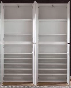 Garderobenschrank Mit Spiegel "Mirror" In Weiß Mit Spiegeltüren - Schuhschrank 148 X 191 Cm -Wohnwelt Verkauf 4915 6