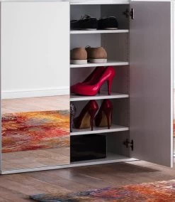 Garderobenschrank Mit Spiegel "Mirror" In Weiß Mit Spiegeltüren - XXL Schuhschrank 185 X 191 Cm -Wohnwelt Verkauf 4916 2