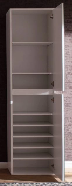 Garderobenschrank Mit Spiegel "Mirror" In Weiß Mit Spiegeltüren - Schuhschrank 37 X 191 Cm -Wohnwelt Verkauf 4917 6