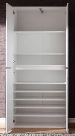 Garderobenschrank Mit Spiegel "Mirror" In Weiß Mit Spiegeltüren - Schuhschrank 74 X 191 Cm -Wohnwelt Verkauf 4918 6