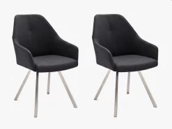 2 X Stuhl Madita In Anthrazit Kunstleder Und Edelstahl 4-Fuß Eckig Esszimmerstuhl 2er Set Armlehnenstuhl Schalenstuhl -Wohnwelt Verkauf 5068 2