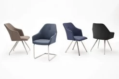 2 X Stuhl Madita In Anthrazit Kunstleder Und Edelstahl 4-Fuß Eckig Esszimmerstuhl 2er Set Armlehnenstuhl Schalenstuhl -Wohnwelt Verkauf 5068 5