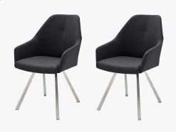 2 X Stuhl Madita In Anthrazit Kunstleder Und Edelstahl 4-Fuß Eckig Esszimmerstuhl 2er Set Armlehnenstuhl Schalenstuhl -Wohnwelt Verkauf 5068 6