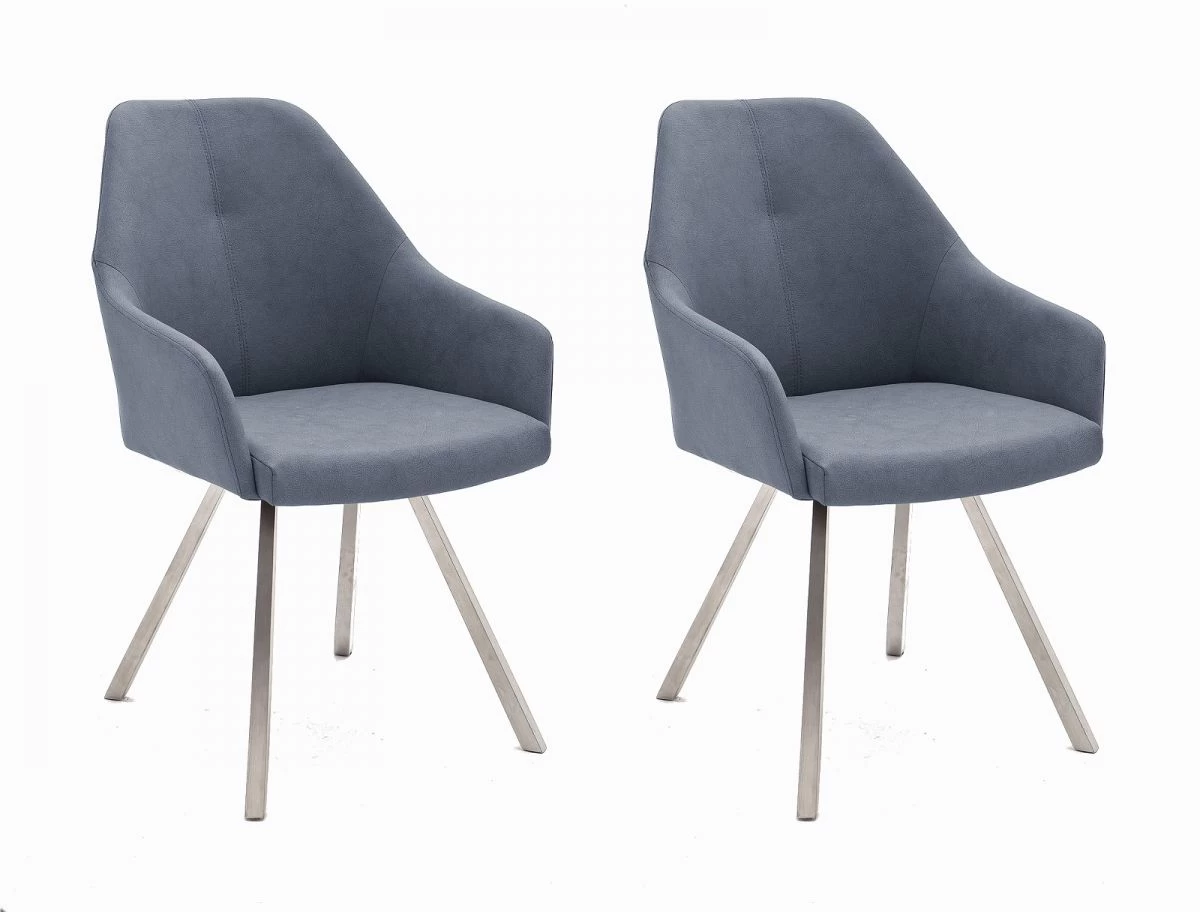 2 X Stuhl Madita In Graublau Kunstleder Und Edelstahl 4-Fuß Eckig Esszimmerstuhl 2er Set Armlehnenstuhl Schalenstuhl 4 2 X Stuhl Madita In Graublau Kunstleder Und Edelstahl 4-Fuß Eckig Esszimmerstuhl 2er Set Armlehnenstuhl Schalenstuhl – Bild 2