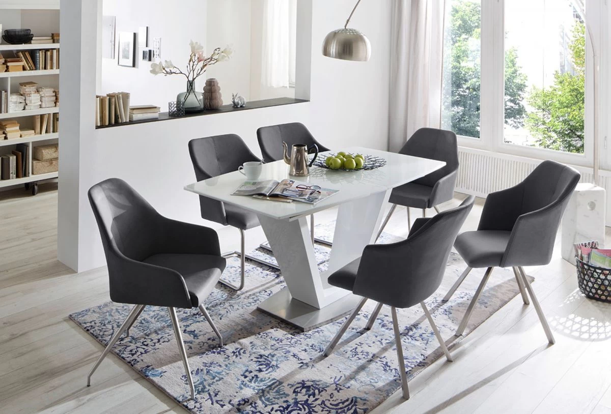 2 X Stuhl Madita In Anthrazit Kunstleder Und Edelstahl 4-Fuß Oval Esszimmerstuhl 2er Set Armlehnenstuhl Schalenstuhl 5 2 X Stuhl Madita In Anthrazit Kunstleder Und Edelstahl 4-Fuß Oval Esszimmerstuhl 2er Set Armlehnenstuhl Schalenstuhl – Bild 3