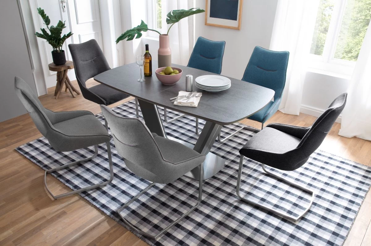 2 X Stuhl Aldrina In Petrol Filzoptik Und Edelstahl Freischwinger Kantrohr Esszimmerstuhl 2er Set 5 2 X Stuhl Aldrina In Petrol Filzoptik Und Edelstahl Freischwinger Kantrohr Esszimmerstuhl 2er Set – Bild 3