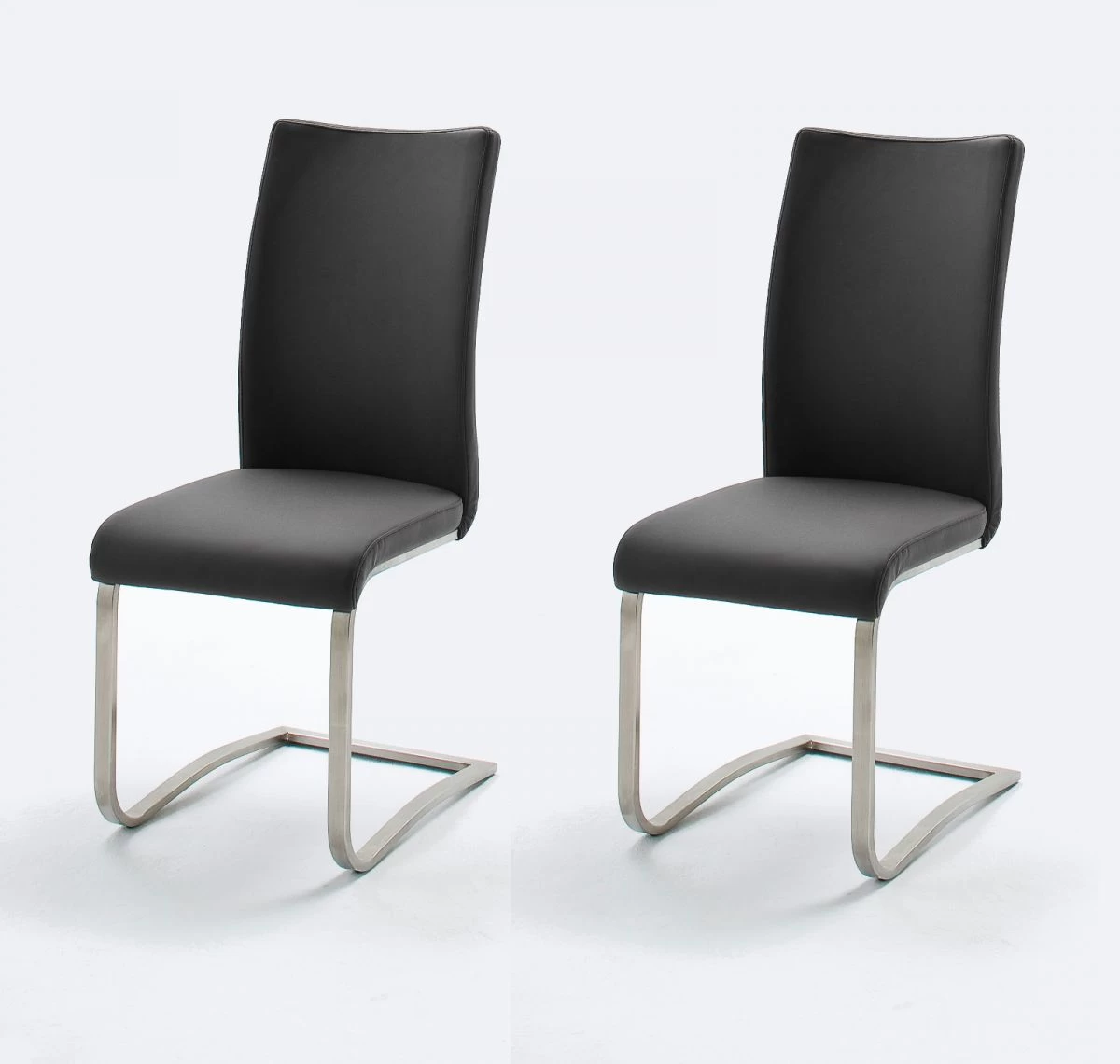 2 X Stuhl Arco In Schwarz Kunstleder Und Edelstahl Freischwinger Flachrohr Esszimmerstuhl 2er Set 8 2 X Stuhl Arco In Schwarz Kunstleder Und Edelstahl Freischwinger Flachrohr Esszimmerstuhl 2er Set – Bild 6