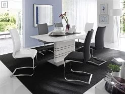 2 X Stuhl Arco In Grau Kunstleder Und Edelstahl Freischwinger Flachrohr Esszimmerstuhl 2er Set -Wohnwelt Verkauf 5099 3