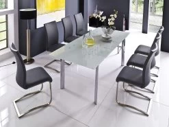 2 X Stuhl Arco In Grau Leder Und Edelstahl Freischwinger Flachrohr Esszimmerstuhl 2er Set -Wohnwelt Verkauf 5105 3