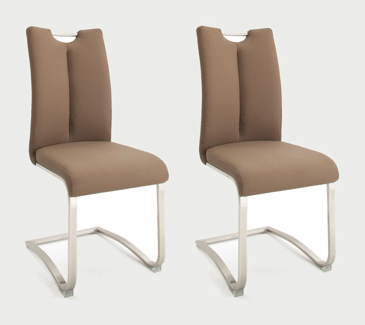 2 X Stuhl Artos In Cappuccino Kunstleder Und Edelstahl Freischwinger Mit Griffloch Flachrohr Esszimmerstuhl 2er Set 8 2 X Stuhl Artos In Cappuccino Kunstleder Und Edelstahl Freischwinger Mit Griffloch Flachrohr Esszimmerstuhl 2er Set – Bild 6