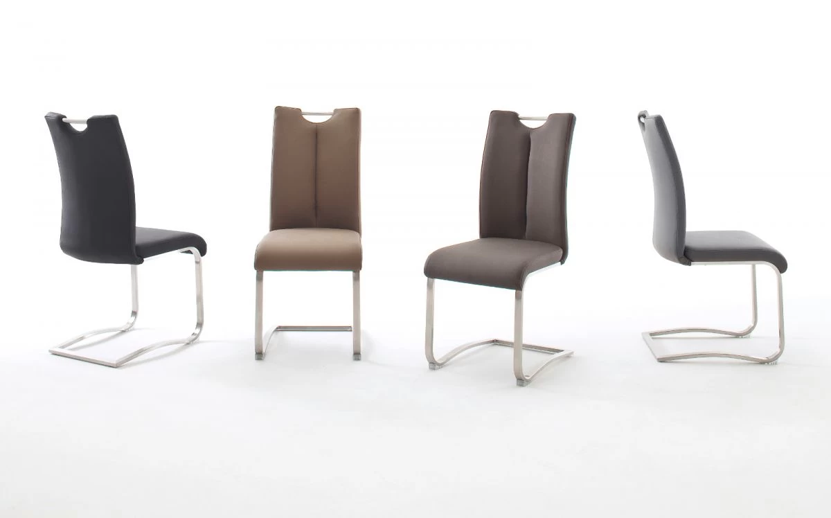 2 X Stuhl Artos In Grau Kunstleder Und Edelstahl Freischwinger Mit Griffloch Flachrohr Esszimmerstuhl 2er Set 3 2 X Stuhl Artos In Grau Kunstleder Und Edelstahl Freischwinger Mit Griffloch Flachrohr Esszimmerstuhl 2er Set