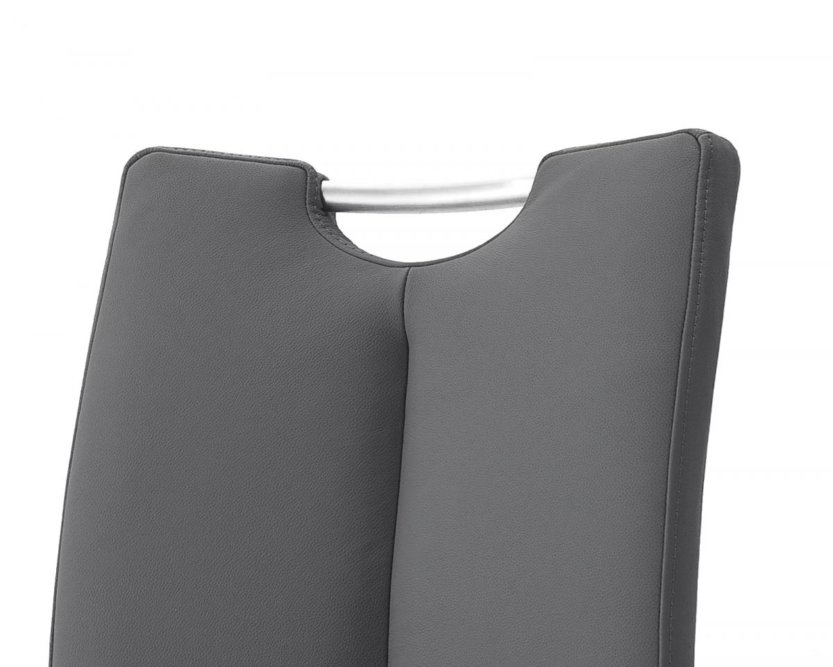 2 X Stuhl Artos In Grau Kunstleder Und Edelstahl Freischwinger Mit Griffloch Flachrohr Esszimmerstuhl 2er Set 4 2 X Stuhl Artos In Grau Kunstleder Und Edelstahl Freischwinger Mit Griffloch Flachrohr Esszimmerstuhl 2er Set – Bild 2