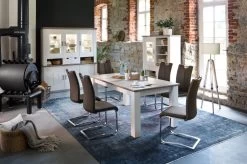 2 X Stuhl Artos In Braun Leder Und Edelstahl Freischwinger Mit Griffloch Flachrohr Esszimmerstuhl 2er Set -Wohnwelt Verkauf 5147 4