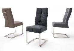 2 X Stuhl Salva In Grau Vintage Und Edelstahl Freischwinger Luxus Komfortsitz Esszimmerstuhl 2er Set