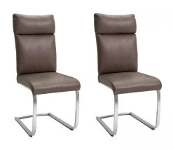 2 X Stuhl Rabea In Braun Vintage Lederlook Und Edelstahl Freischwinger Mit Griff Hinten Esszimmerstuhl 2er Set -Wohnwelt Verkauf 5307 4