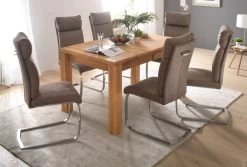 2 X Stuhl Rabea In Braun Vintage Lederlook Und Edelstahl Freischwinger Mit Griff Hinten Esszimmerstuhl 2er Set -Wohnwelt Verkauf 5307 5