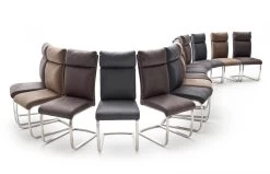 2 X Stuhl Rabea In Sand Vintage Lederlook Und Edelstahl Freischwinger Mit Griff Hinten Esszimmerstuhl 2er Set